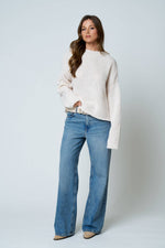 MOCK NECK LONG SLEEVE OVERSIZED KNIT SWEATER