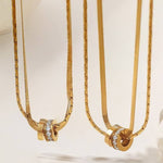 18K STAINLESS STEEL TARNISH FREE LAYERED NECKLACE | 40NK9645