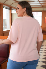 Pink Eyelet Lace Star Applique Curvy Size Top