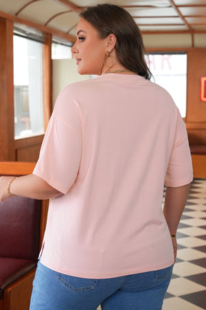 Pink Eyelet Lace Star Applique Curvy Size Top