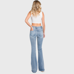 Petra MID RISE STRETCH FLARE JEAN WITH FRAYED TROUSER HEM