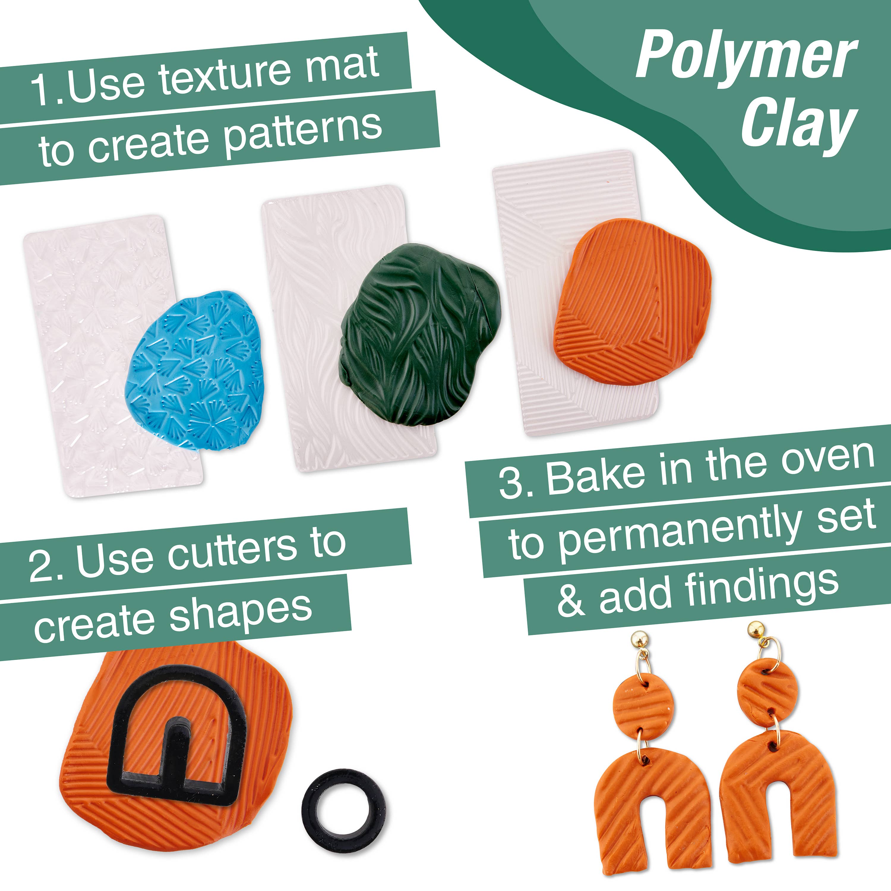 Texture Clay Earrings - Adult Craft Kit Makes 3 Pairs
