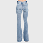 Petra MID RISE STRETCH FLARE JEAN WITH FRAYED TROUSER HEM
