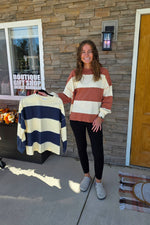Oversized Color Block Long Sleeve Pullover