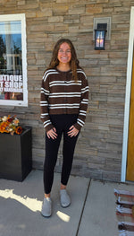 Striped Knit Crewneck Cardigan
