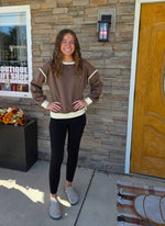 Fleece Contrast Trim Piping Detail Sweatshirt