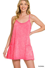Acid Washed Mini Dress With Built-in Romper Liner