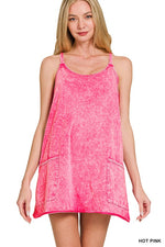 Acid Washed Mini Dress With Built-in Romper Liner