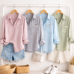 PEARL POCKET RELAXED BUTTON DOWN BLOUSE