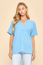 Button Down Waffle Knit Top
