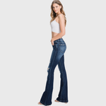 Petra (PETITE) - DISTRESSED MID RISE STRETCH FLARE