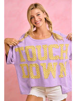 GAMEDAY THEME POLKA DOT PATCHES SHORT SLEEVES TOP