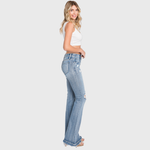 Petra MID RISE STRETCH FLARE JEAN WITH FRAYED TROUSER HEM