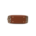 ELAINE  SATCHEL WITH LEOPARD PRINT ACCENT IN BUCKLED HANDLE