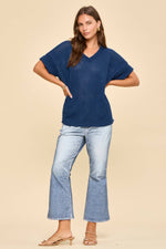 V-Neck Lightweight Sweater Crochet Knit Poncho Top