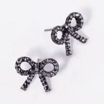 Crystal Stone Studded Ribbon Stud Earrings