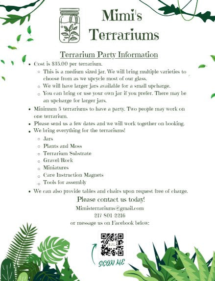 Build your own Terrariums!  June 19th 6-8PM