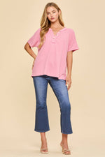 Button Down Waffle Knit Top