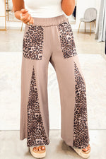 Mineral Wash Leopard Patchwork Wide Leg Pants