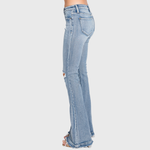 Petra MID RISE STRETCH FLARE JEAN WITH FRAYED TROUSER HEM