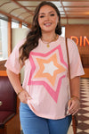 Pink Eyelet Lace Star Applique Curvy Size Top
