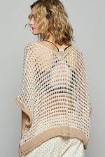 Oversize v-neck short sleeve peace sign sweater POL