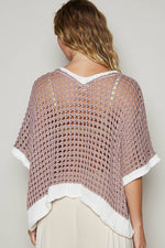 Oversize v-neck short sleeve peace sign sweater POL