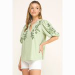 EMBROIDERED PEASANT BLOUSE