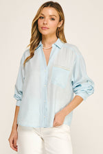 PEARL POCKET RELAXED BUTTON DOWN BLOUSE