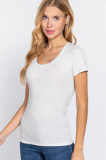 Short Sleeve Scoop Neck Cotton Jersey Top