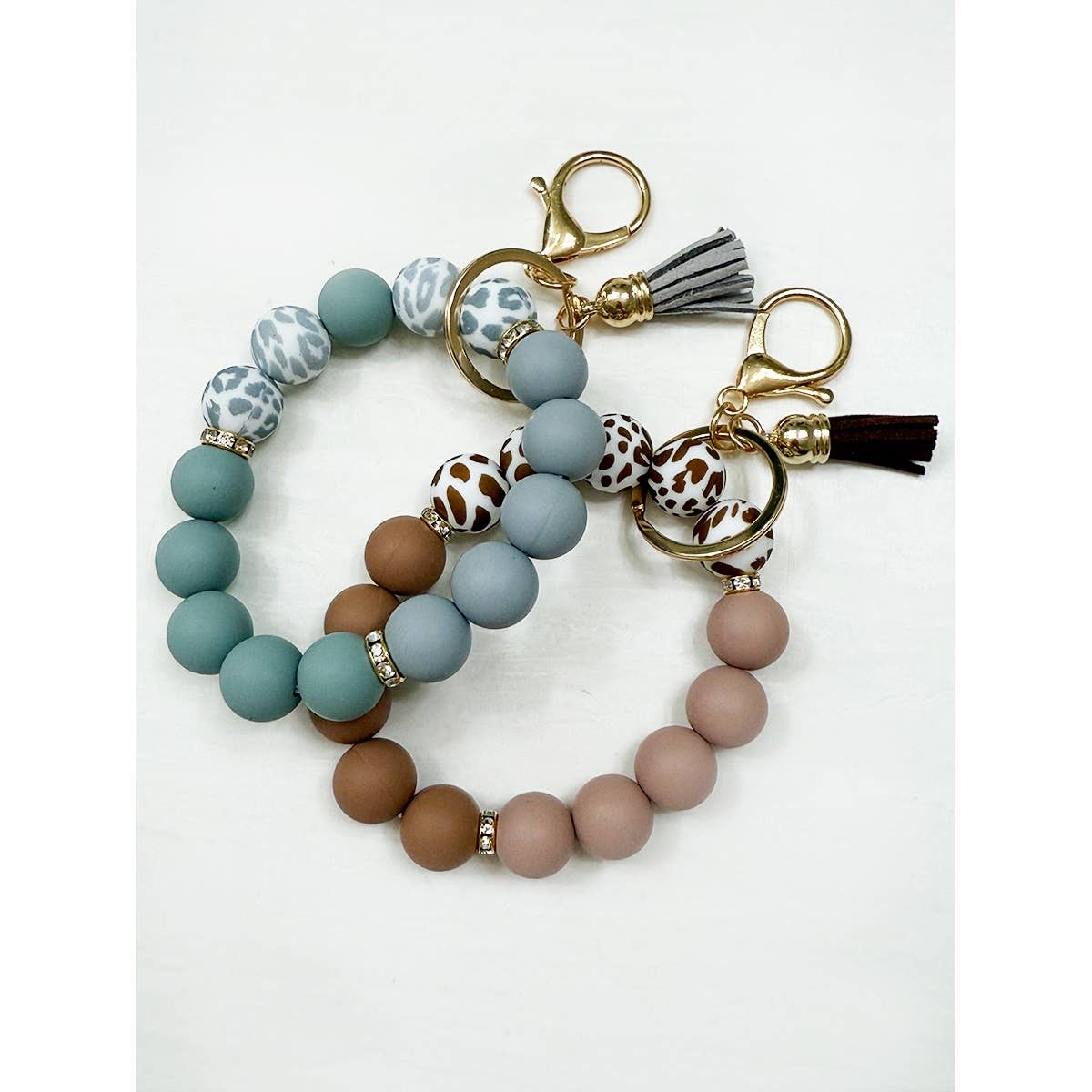 Beaded Keychain Wristlet Key Ring Bracelet