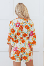 Blooming Floral Print Front Tie Romper