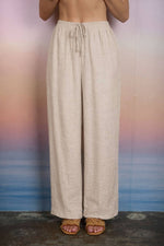 TEXTURED DRAWSTRING DETAIL WIDE LEG LOUNGE PANTS