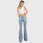 Petra MID RISE STRETCH FLARE JEAN WITH FRAYED TROUSER HEM