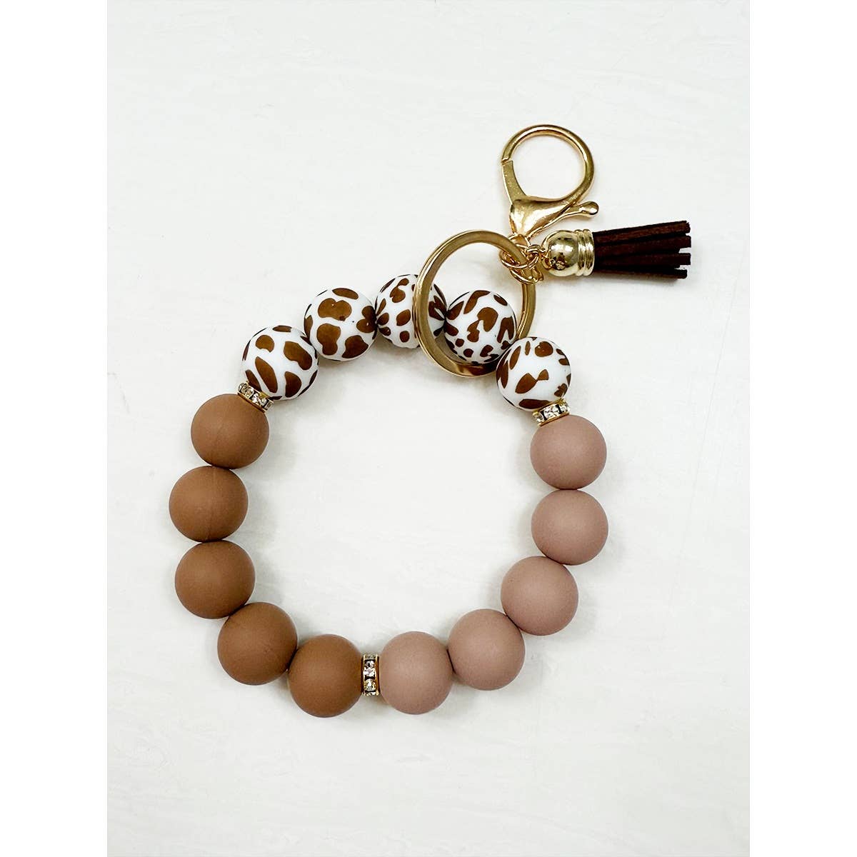 Beaded Keychain Wristlet Key Ring Bracelet