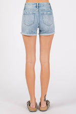 P1338R-LA HIGH RISE PATCHED SHORTS W/ CUFFED HEM