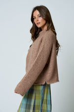 MOCK NECK LONG SLEEVE OVERSIZED KNIT SWEATER