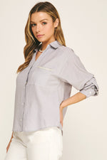 PEARL POCKET RELAXED BUTTON DOWN BLOUSE