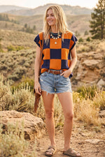 Checkered Knit Sleeveless Top