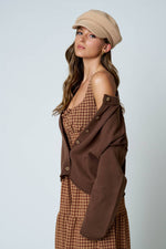RAW EDGE EXPOSED SEAM BUTTON DOWN KNIT CARDIGAN