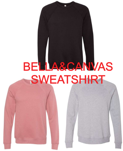 Bella&Canvas Sweatshirt - Smiley, Hockey Bow, Lightning Bolt