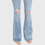 Petra MID RISE STRETCH FLARE JEAN WITH FRAYED TROUSER HEM