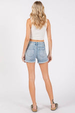 P1338R-LA HIGH RISE PATCHED SHORTS W/ CUFFED HEM