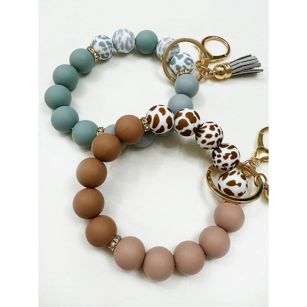 Beaded Keychain Wristlet Key Ring Bracelet