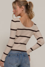 Scoop Neck Stripe Sweater Top