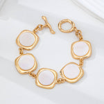 White Pearly Inlay Square Link Bracelet | 80B1752