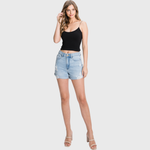 T931NHR-E SUPER HIGH RISE RIGID CUFFED HEM SHORTS