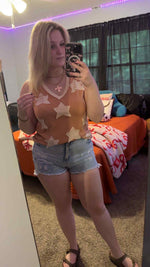 V-Neck Sleeveless Front Star Patches Solid Basic Top POL