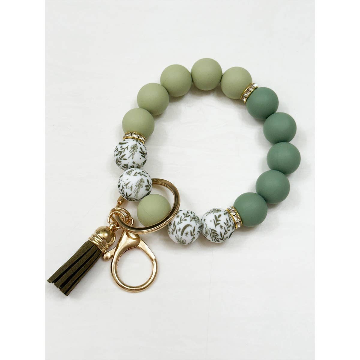 Beaded Keychain Wristlet Key Ring Bracelet