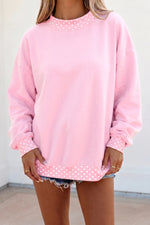 Colorblock Polka Dot Contrast Trim Oversized Sweatshirt